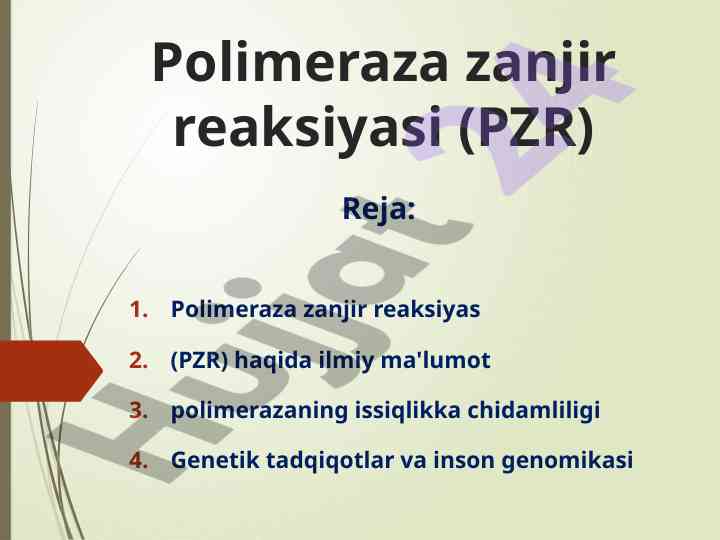 Polimeraza zanjir reaksiyasi: dnk amplikatsiyasi