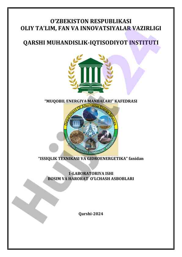 Bosim va harorat oʻlchash asboblarining turlari