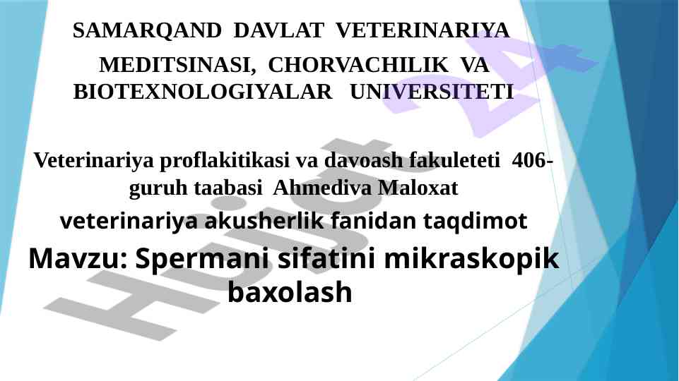 Spermani sifatini mikraskopik baxolash taqdimoti