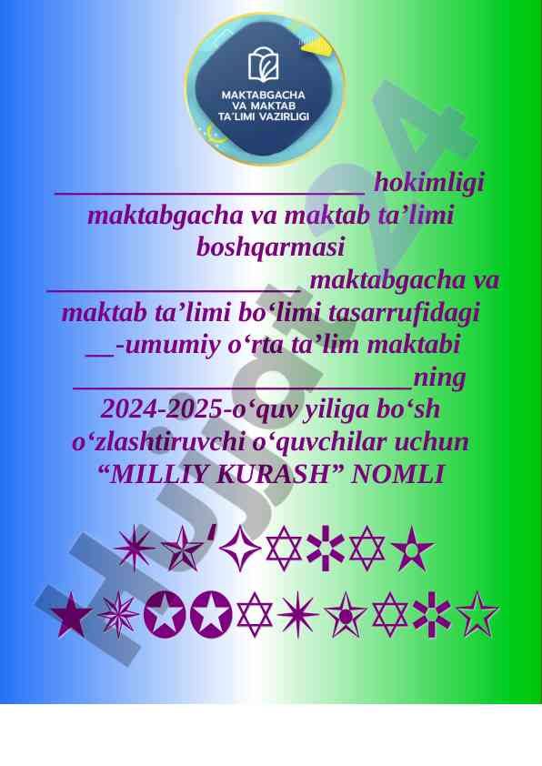 Maktabgacha ta'limda milliy kurash to‘garagi ma’lumotlari