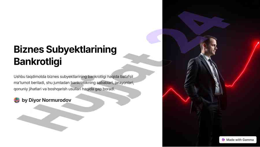 Biznes subyektlarining bankrotligi taqdimoti