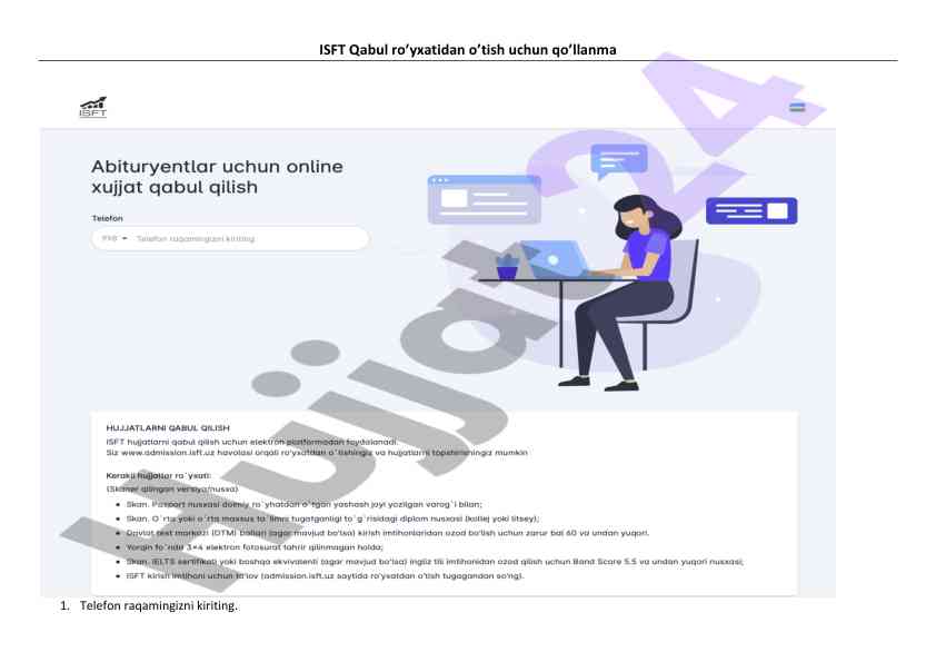 Isft qabul ro’yxatidan o’tish qo’llanmasi
