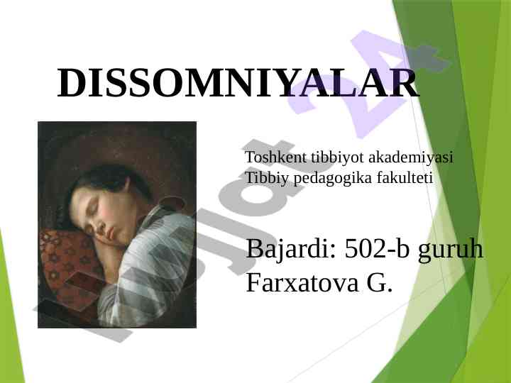 Uyquning ahammiyati va dissomniyalar tahlili