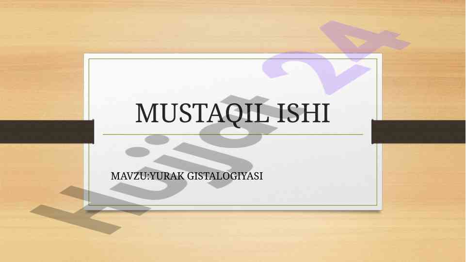 Yurak gistalogiyasi asoslari va qon tomir turlari