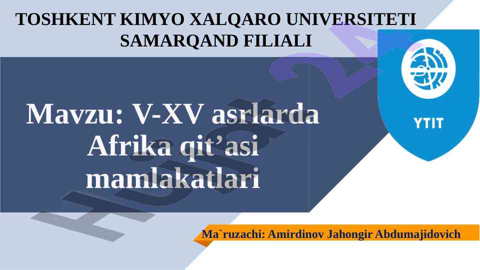 Afrika qit’asi mamlakatlari v-xv asrlarda