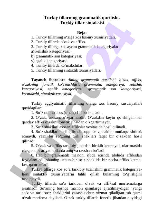 Turkiy tillarning grammatik qurilishi tahlili