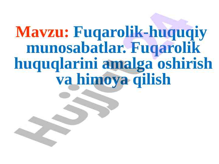 Fuqarolik-huquqiy munosabatlar tushunchasi