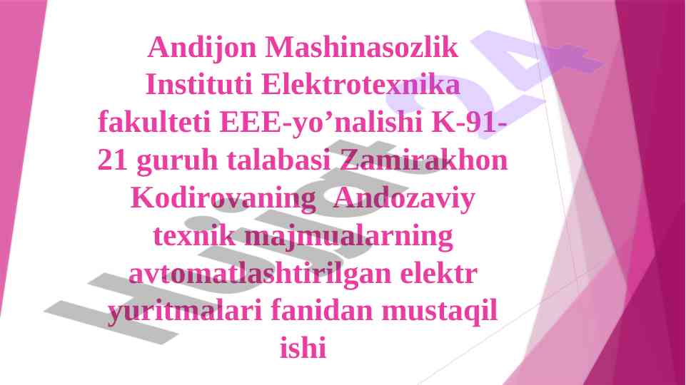 Metallga ishlov beruvchi dastgohlarning ish rejimlari