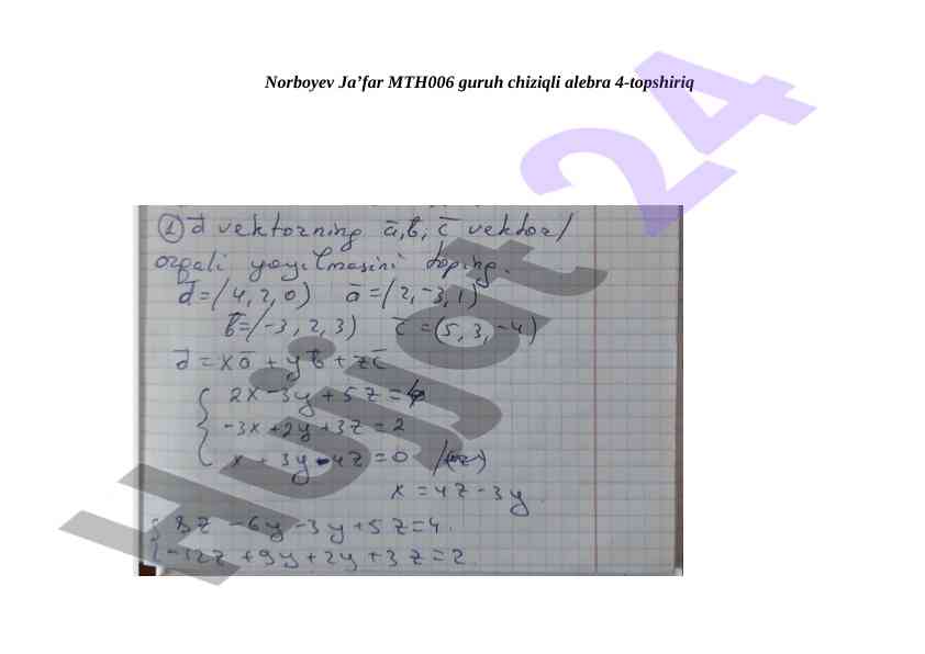 Chiziqli algebra mth006 topshiriq 4 tahlili