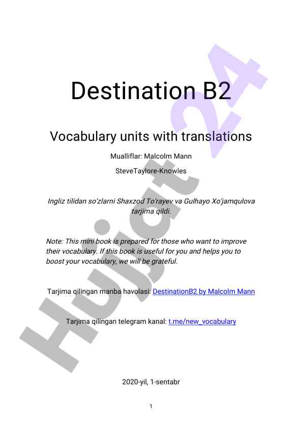 Destination b2 vocabulary units for english learning