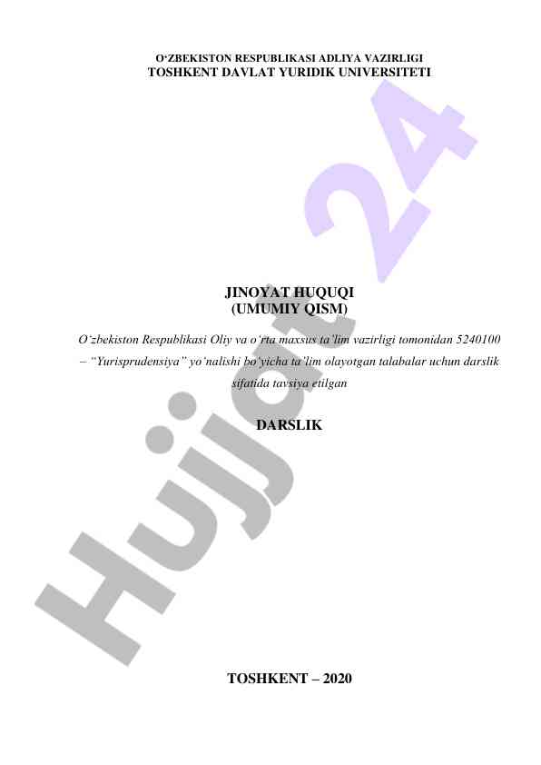 Jinoyat huquqi darsligi umumiy qism