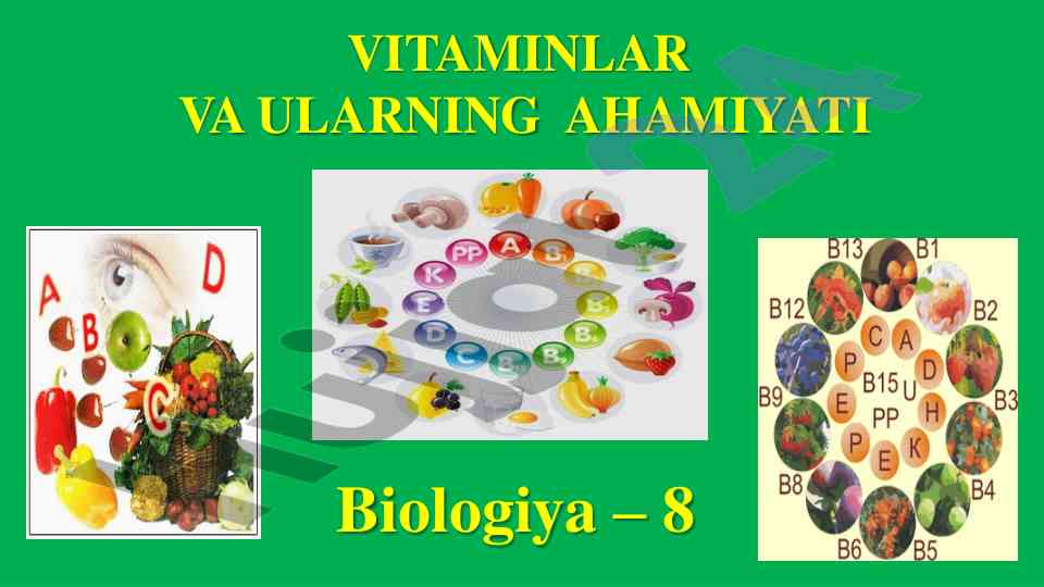 Vitaminlar va ularning ahamiyati biologiya darsida