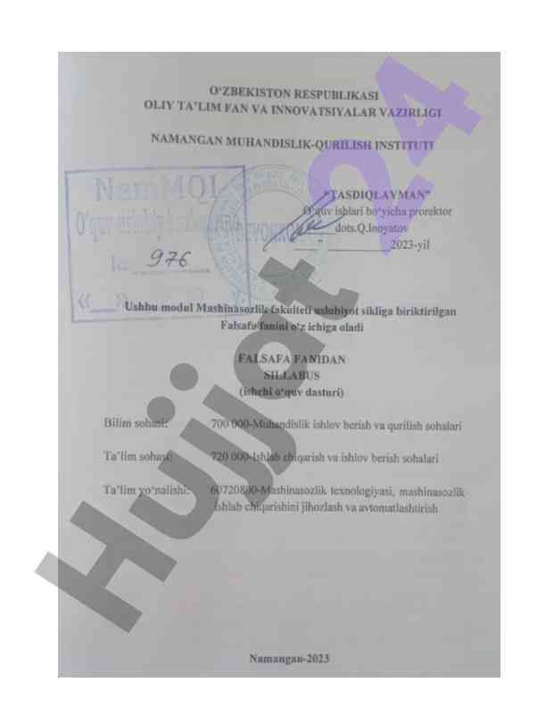 Falsafa kursida talabalarni nazorat qilish