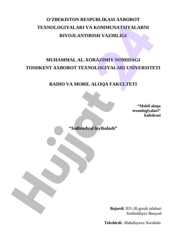 Mobil aloqa texnologiyalari loyihalash