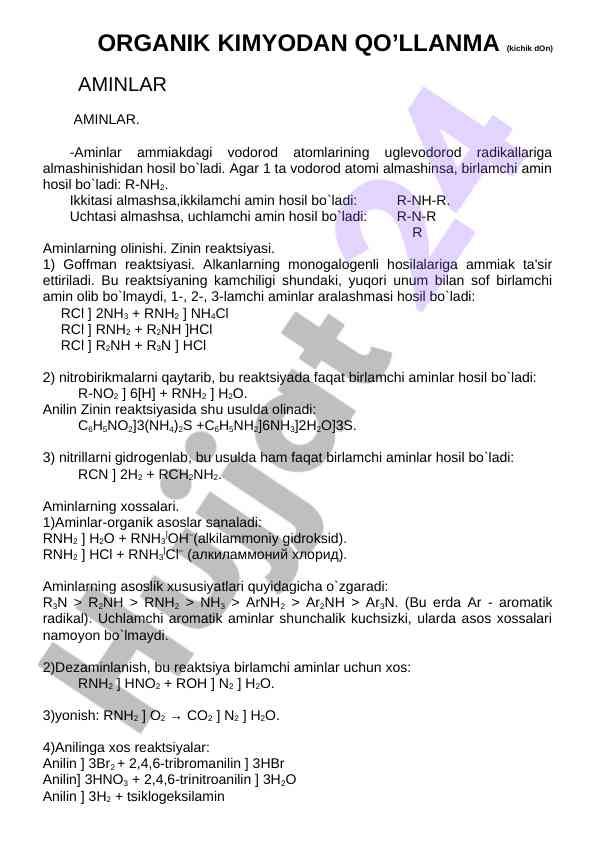 Organik Kimyodan Qo‘llanma