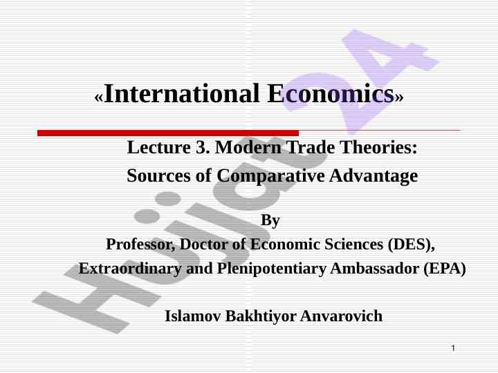 Modern trade theories sources of comparative advantage