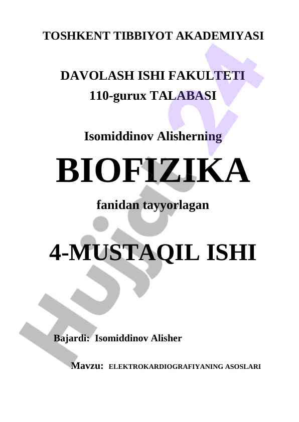 Elektrokardiografiyaning asoslari va ta'rifi