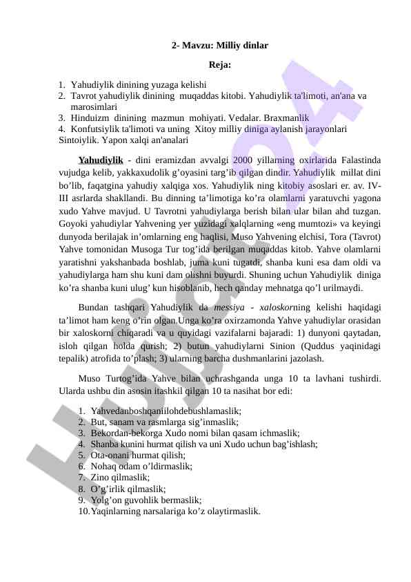 Yahudiylik dini: tarixi va taqdimoti