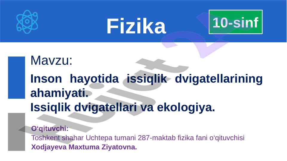 Issiqlik dvigatellarining ahamiyati va ekologiya