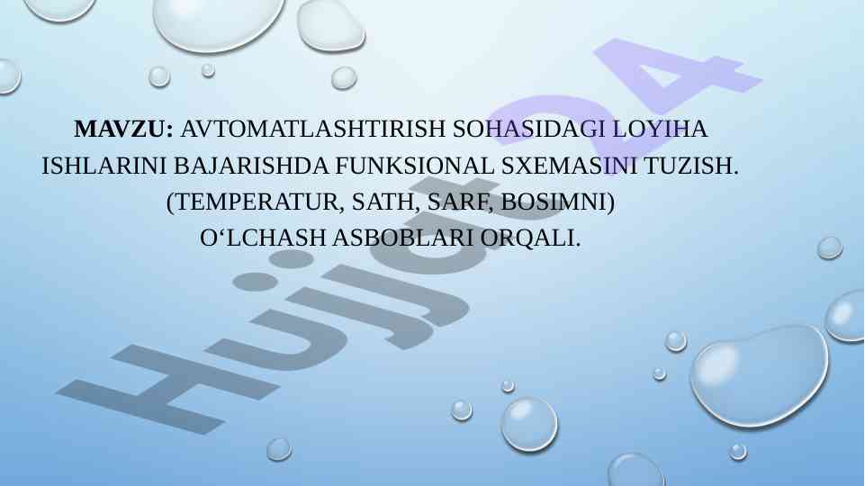 Avtomatlashtirish loyihalarida funksional sxema