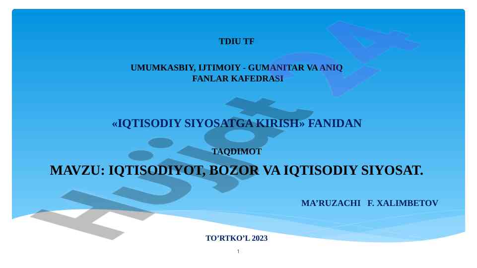 Iqtisodiy siyosatga kirish taqdimoti