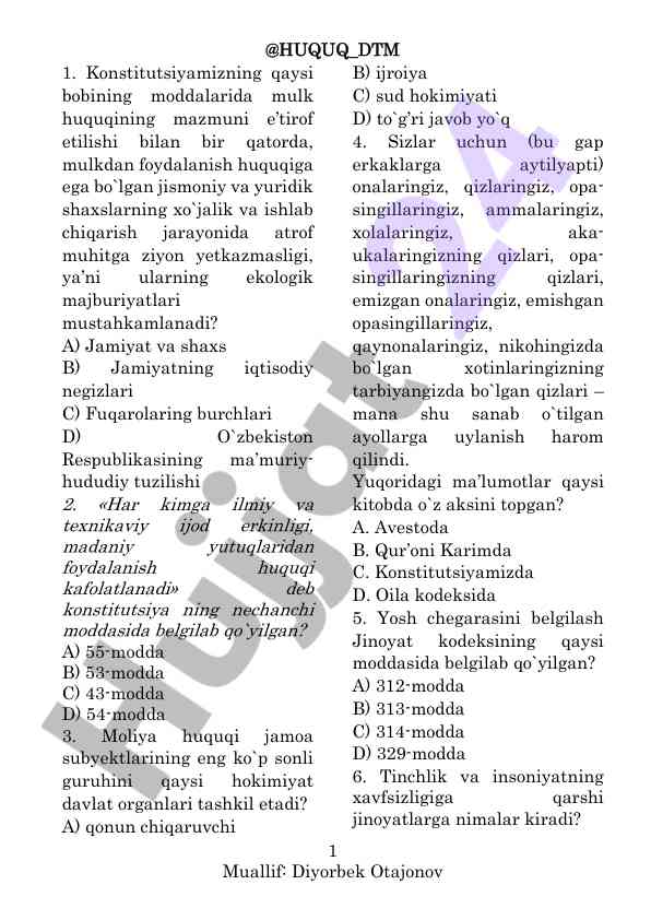 Mulk huquqi va ekologik majburiyatlar masalalari