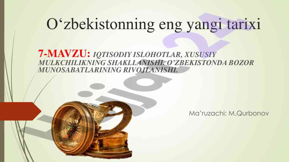 O‘zbekistonning eng yangi tarixi iqtisodiy islohotlar