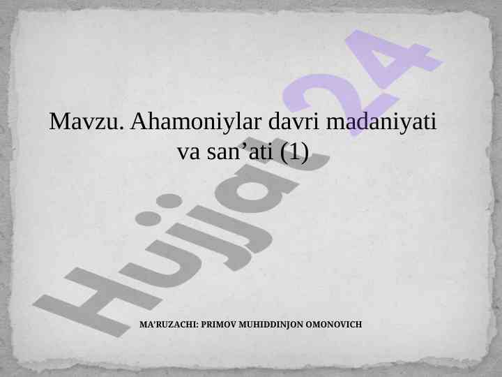 Ahamoniylar davri madaniyati va san’ati