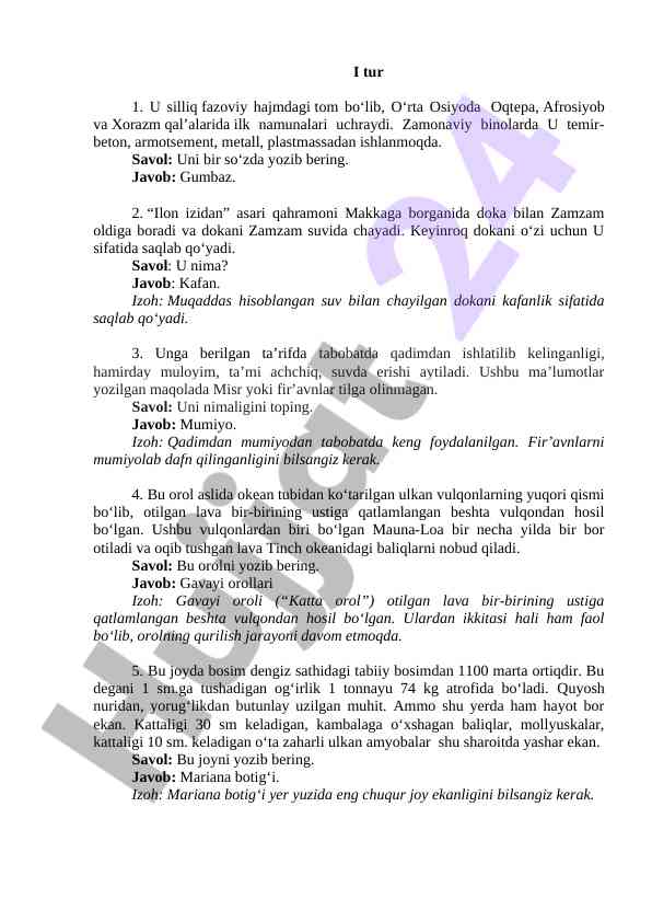 Oʻrta osiyo tarixi va madaniyati haqida ma'lumotlar