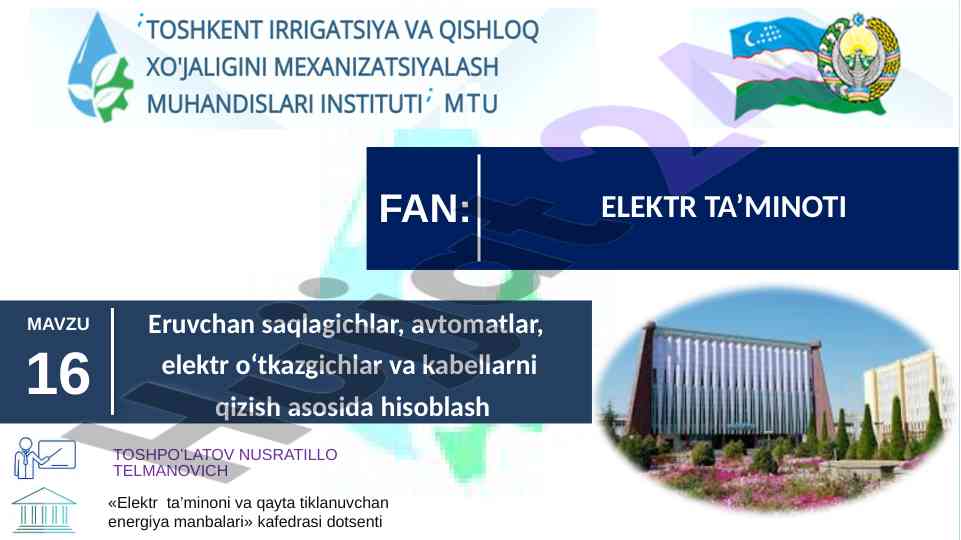 Elektr ta’minoti va qayta tiklanuvchan energiyalar