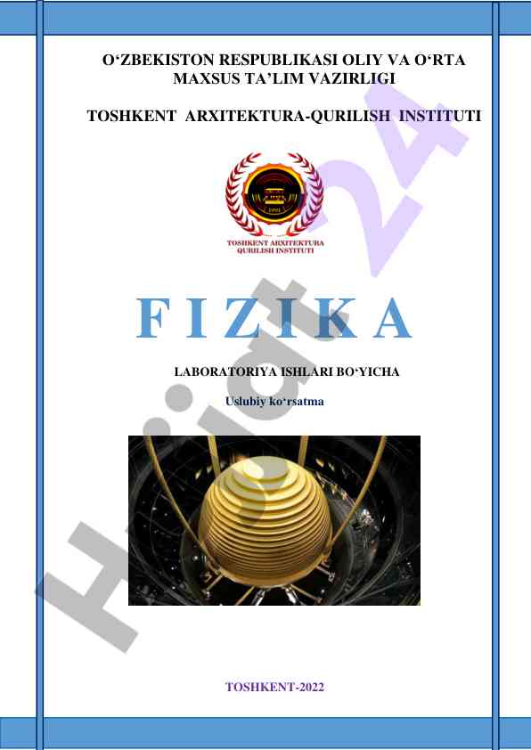 Fizika laboratoriya ishlari uslubiy ko'rsatma