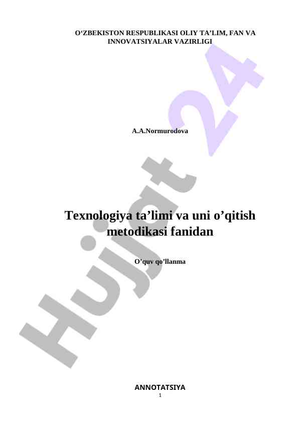 Texnologiya ta’limi va uni o‘qitish metodikasi