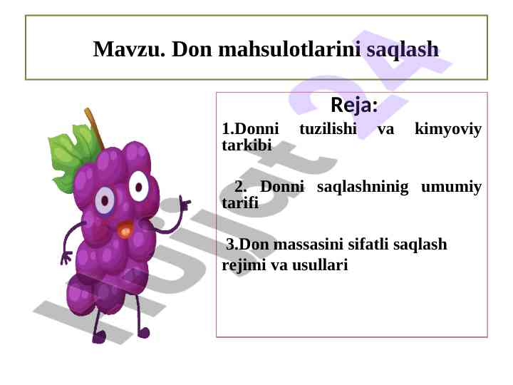 Don mahsulotlarini saqlash asoslari
