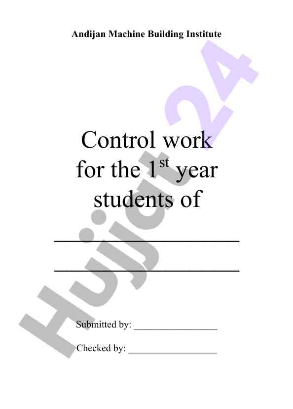 Control work for first year students