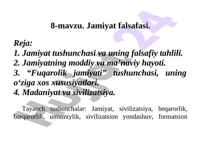 Jamiyat falsafasi tushunchasi va falsafiy tahlil