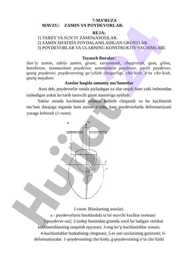 Zamin va poydevorlar mavzusi muhammad