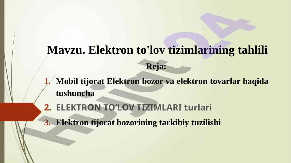 Elektron to'lov tizimlari tahlili va mobil tijorat