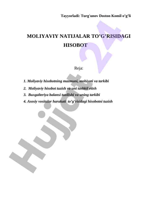 Moliyaviy natijalar haqida hisobot tuzish