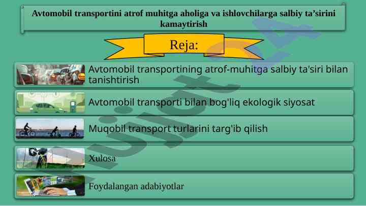 Avtomobil Transportining Atrof Muhitga Ta'siri