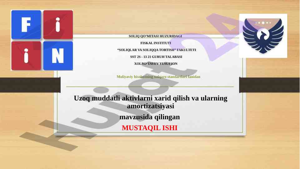 Uzoq muddatli aktivlarni xarid qilish va amortizatsiyasi