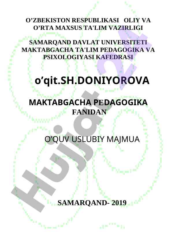 Maktabgacha ta'lim sifatini rivojlantirish