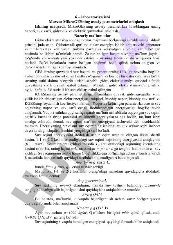 Mikrogesning asosiy parametrlarini aniqlash