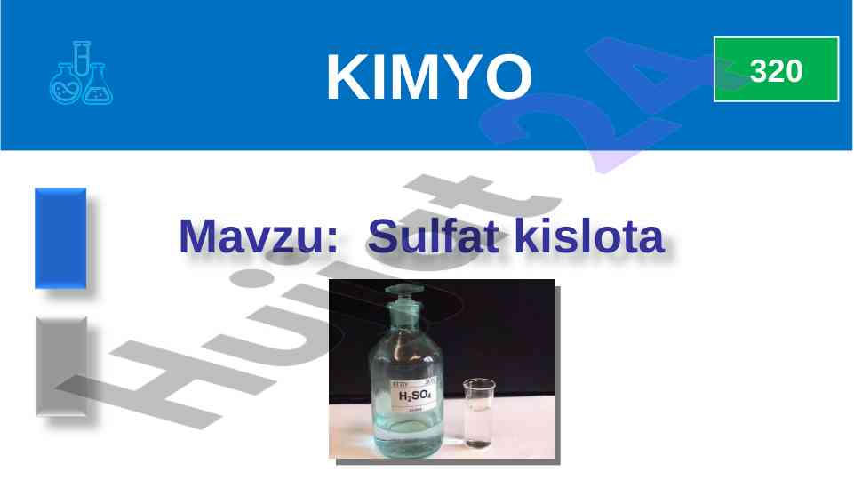 Sulfat kislota h2so4 olinishi va xossalari