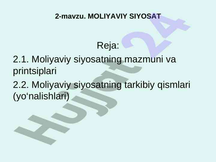 Moliya siyosati: mazmuni va printsiplari tahlili