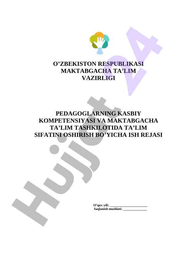 Maktabgacha ta’limda ta’lim sifatini oshirish rejasi