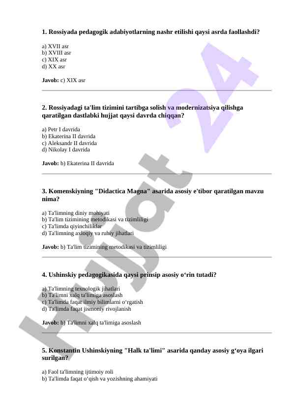 Rossiyada pedagogik adabiyotlar tarixi