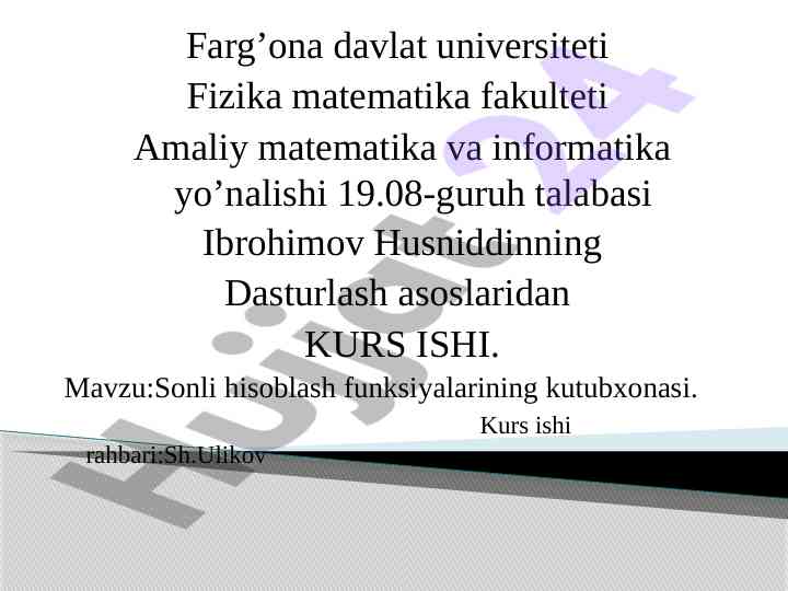 Sonli hisoblash funksiyalarining kutubxonasi