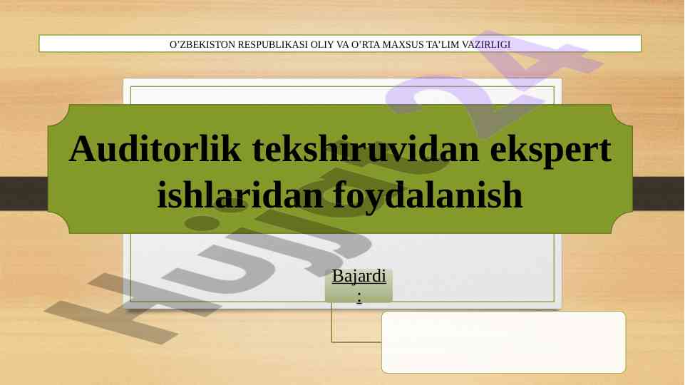 Auditorlik tekshiruvi va ekspert ishlari