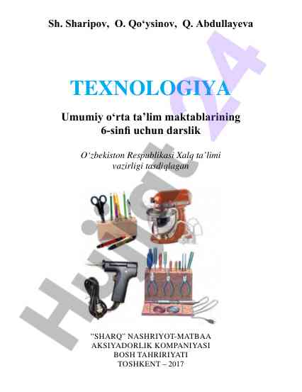 Texnologiya umumiy o‘rta ta’lim maktablari uchun darslik