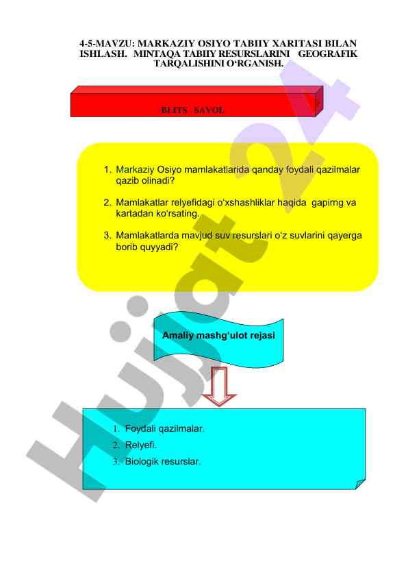 Markaziy osiyo tabiiy resurslari tafsili statistika